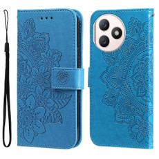 For Honor X50i+ 7-petal Flowers Embossing Leather Phone Case(Blue)