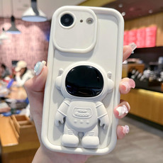 For iPhone 7 / 8 / SE 2020 Astronaut 3D Relief Holder TPU + PC Full Coverage Phone Case(White)