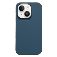 For iPhone 14 Electroplated Metal Lens Frame Design MagSafe Silicone Phone Case(Dark Blue)