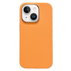 For iPhone 14 Plus Electroplated Metal Lens Frame Design MagSafe Silicone Phone Case(Orange)