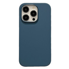 For iPhone 14 Pro Max Electroplated Metal Lens Frame Design MagSafe Silicone Phone Case(Dark Blue)