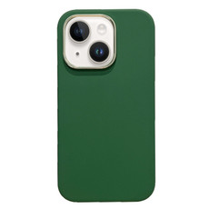 For iPhone 14 Electroplated Metal Lens Frame Design MagSafe Silicone Phone Case(Dark Green)
