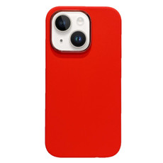 For iPhone 15 Electroplated Metal Lens Frame Design MagSafe Silicone Phone Case(Red)