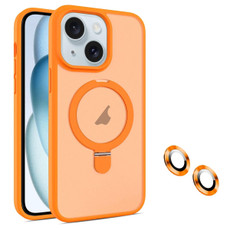 For iPhone 15 Plus MagSafe Magnetic Holder Phone Case(Orange)