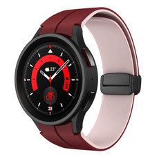 For Samsung Galaxy watch 5 Golf Edition Two Color Magnetic Folding Buckle Silicone Watch Band(Wine Red+Pink) For Samsung Galaxy watch 5 Golf Edition Two Color Magnetic Folding Buckle Silicone Watch Band(Wine Red+Pink)