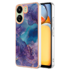 For Xiaomi Redmi 13C 4G Electroplating Marble Dual-side IMD Phone Case(Purple 016)