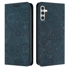 For Samsung Galaxy A05s Ethnic Embossed Adsorption Leather Phone Case(Blue)