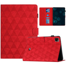 For iPad Pro 11.0 2022 / Air 10.9 2022 Diamond Texture Embossed Leather Smart Tablet Case(Red)