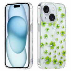 For iPhone 15 Electroplated Symphony Phone Case(Four-leaf-clover)