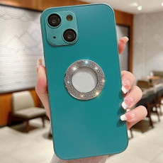 For iPhone 13 Diamond Frosted Glass PC Phone Case(Green)