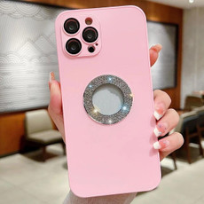 For iPhone 13 Pro Diamond Frosted Glass PC Phone Case(Pink)