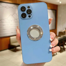 For iPhone 13 Pro Diamond Frosted Glass PC Phone Case(Baby Blue)