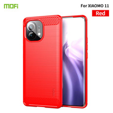 For Xiaomi Mi 11 MOFI Gentleness Series Brushed Texture Carbon Fiber Soft TPU Case(Red)