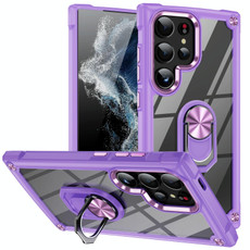 For Samsung Galaxy S24 Ultra 5G TPU + PC Lens Protection Phone Case with Ring Holder(Purple) For Samsung Galaxy S24 Ultra 5G TPU + PC Lens Protection Phone Case with Ring Holder(Purple)