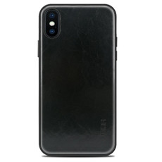 For iPhone X MOFI Shockproof PU Paste Protective Back Case(Black)