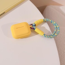 For AirPodS Pro 2 Dopamine Contrast Color Silicone Earphone Cover With Hand Strap(Yellow)