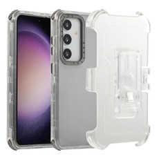 For Samsung Galaxy S24 5G Frosted PC+TPU Phone Case with Back Clip(Transparent Black)