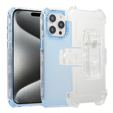 For iPhone 15 Pro Max Frosted PC+TPU Phone Case with Back Clip(Sky Blue)