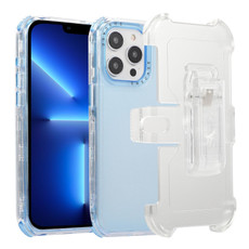 For iPhone 13 Pro Frosted PC+TPU Phone Case with Back Clip(Sky Blue)