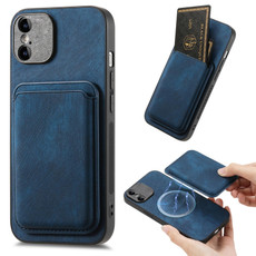 For iPhone XS Max Retro Leather Card Bag Magnetic Phone Case(Blue)