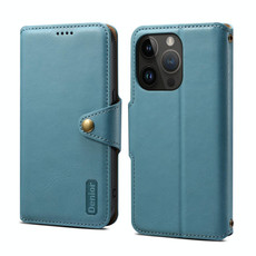 For iPhone 14 Pro Max Denior Cowhide Texture Wallet Style Leather Phone Case(Blue)