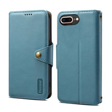 For iPhone 8 Plus / 7 Plus Denior Cowhide Texture Wallet Style Leather Phone Case(Blue)