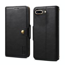 For iPhone 8 Plus / 7 Plus Denior Cowhide Texture Wallet Style Leather Phone Case(Black)