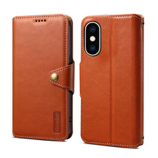 For iPhone XS Max Denior Cowhide Texture Wallet Style Leather Phone Case(Brown)