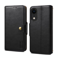 For iPhone XR Denior Cowhide Texture Wallet Style Leather Phone Case(Black)