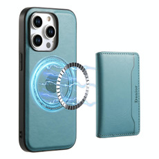 For iPhone 12 Pro Denior Cowhide Texture Leather MagSafe Detachable Wallet Phone Case(Blue)