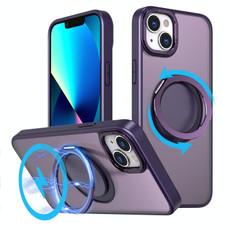 For iPhone 13 360-degree Rotating MagSafe Magnetic Holder Phone Case(Purple)