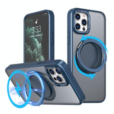 For iPhone 11 Pro 360-degree Rotating MagSafe Magnetic Holder Phone Case(Navy Blue)