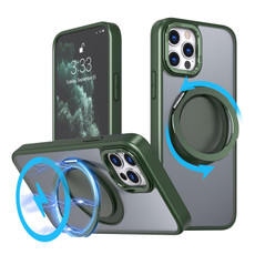 For iPhone 11 Pro Max 360-degree Rotating MagSafe Magnetic Holder Phone Case(Green)