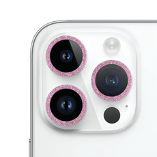 Glitter Ring Tempered Glass Camera Lens Film For iPhone 15 Pro / 15 Pro Max(Pink)