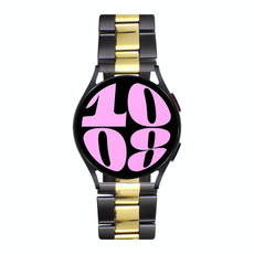22mm Universal Three-Bead Stainless Steel Watch Band(Black Gold)