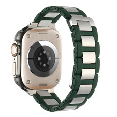 For Apple Watch SE 2023 40mm Rubber Stainless Steel Magnetic Watch Band(Green+Silver)