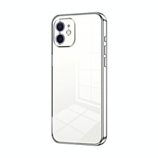 For iPhone 12 Transparent Plating Fine Hole Phone Case(Silver)