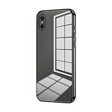 For iPhone X / XS Transparent Plating Fine Hole Phone Case(Black)