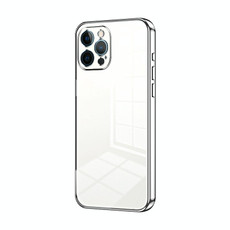 For iPhone 12 Pro Transparent Plating Fine Hole Phone Case(Silver)