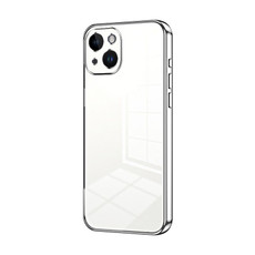 For iPhone 14 Transparent Plating Fine Hole Phone Case(Silver)