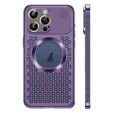 For iPhone 12 Pro Max Spring Buckle MagSafe Magnetic Metal Aromatherapy Phone Case(Purple)