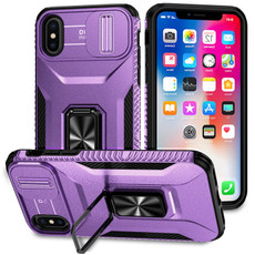 For iPhone XS Max Sliding Camshield Holder Phone Case(Purple)