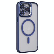 For iPhone 14 Pro Max Invisible Lens Holder PC + TPU Frosted MagSafe Phone Case(Dark Blue)