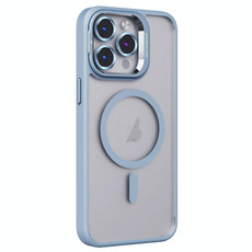 For iPhone 13 Pro Invisible Lens Holder PC + TPU Frosted MagSafe Phone Case(Blue)