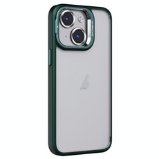 For iPhone 13 Invisible Lens Holder PC + TPU Frosted Phone Case(Green)