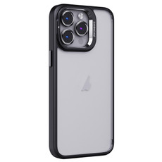 For iPhone 14 Pro Invisible Lens Holder PC + TPU Frosted Phone Case(Black)