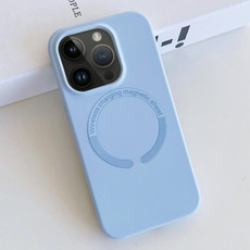 For iPhone 12 Pro MagSafe Magnetic Liquid Silicone Phone Case(Light Blue)