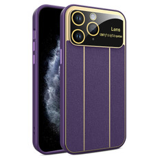For iPhone 11 Pro Electroplating Litchi Grain Large Window Phone Case(Purple)