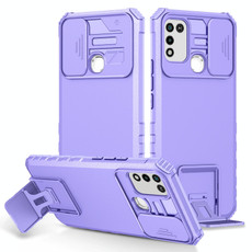 For Infinix Hot 10 Play/11 Play Stereoscopic Holder Sliding Camshield Phone Case(Purple) For Infinix Hot 10 Play/11 Play Stereoscopic Holder Sliding Camshield Phone Case(Purple)
