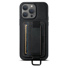 For iPhone 12 / 12 Pro Suteni H13 Litchi Leather Wrist Strap Wallet Back Phone Case(Black)